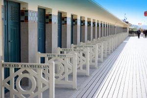 Tourism on the beach of Deauville in Normandy for a wine day tour from paris